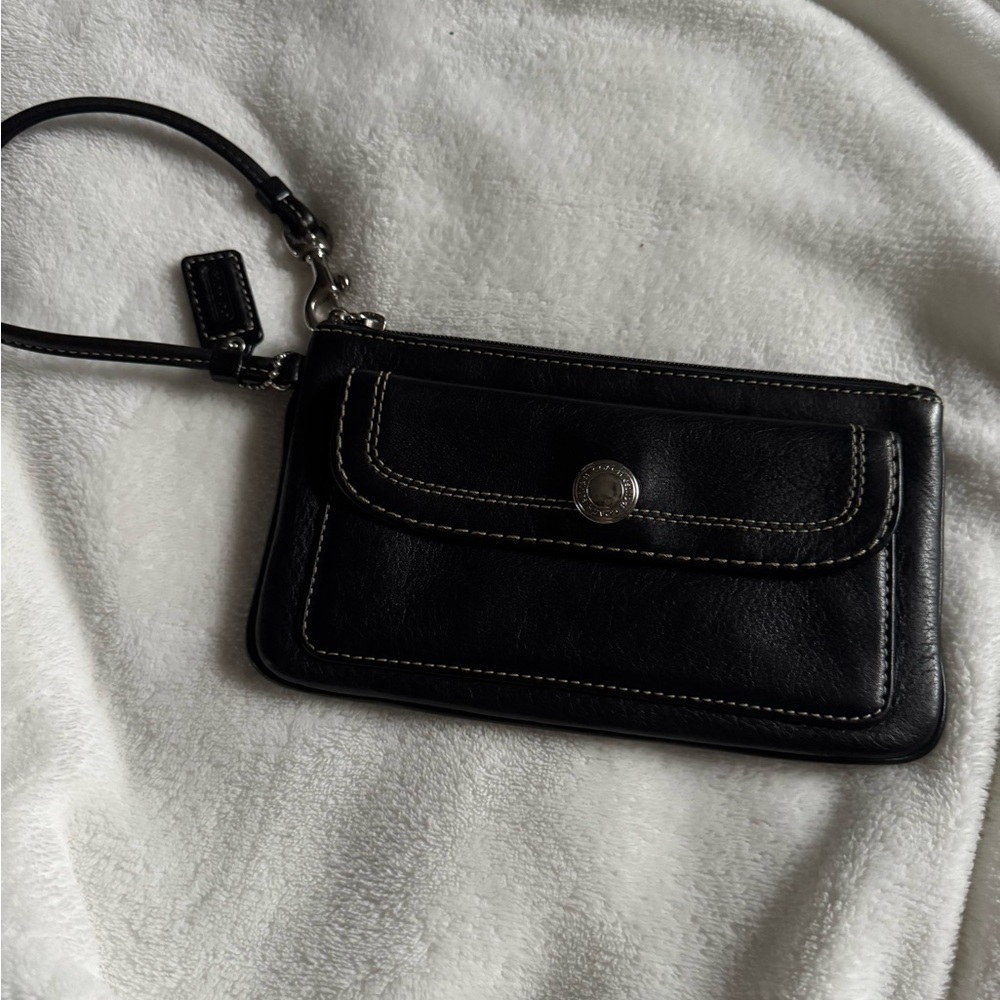 COACH Black Leather Wristlet